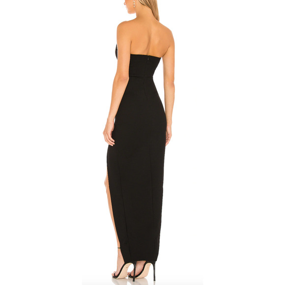 Superdown Black Strapless Maxi Dress SMALL Bustier Side Slit Revolve $98 NEW - Picture 3 of 9